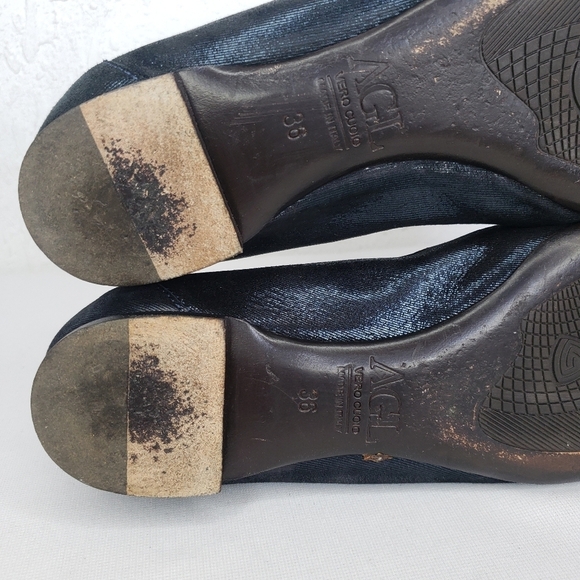 AGL Attilio Giusti Black Leather Snake Print Flats - Picture 9 of 11